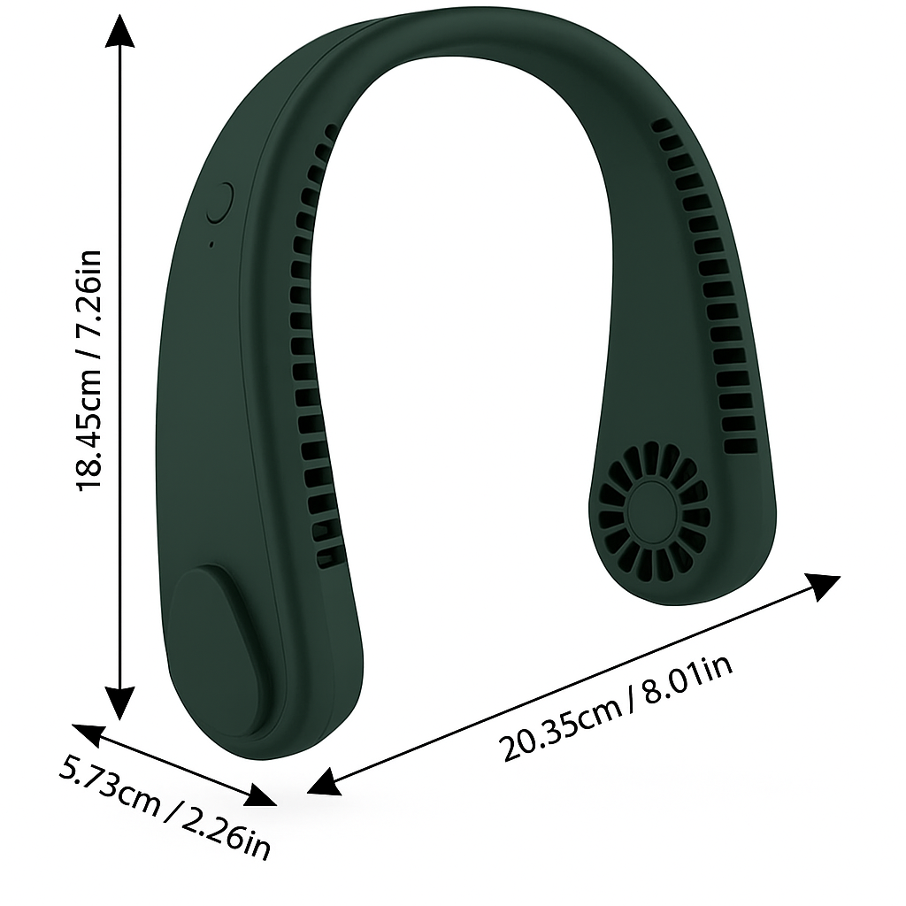 Ventilator portabil pentru gat, Zola, fara fir,  flexibil, 3 viteze, reincarcabil,  20.35 X 18.45 x 5.73 cm, verde Ventilator portabil pentru gat, Zola, fara fir,  flexibil, 3 viteze, reincarcabil,  20.35 X 18.45 x 5.73 cm, verde
